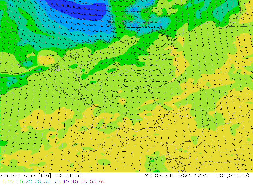 ветер 10 m UK-Global сб 08.06.2024 18 UTC