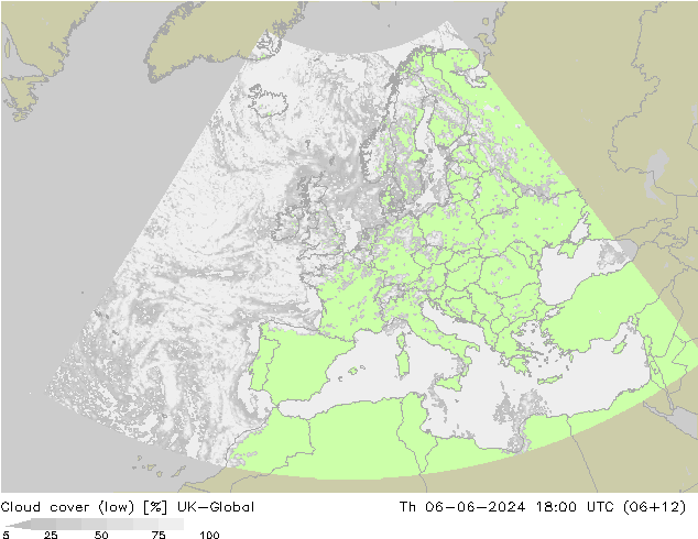 Cloud cover (low) UK-Global Th 06.06.2024 18 UTC