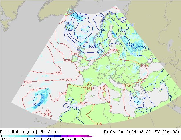 降水 UK-Global 星期四 06.06.2024 09 UTC