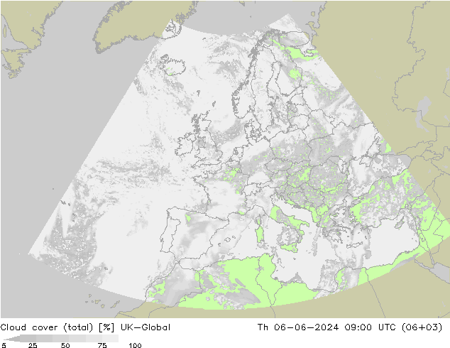 zachmurzenie (suma) UK-Global czw. 06.06.2024 09 UTC