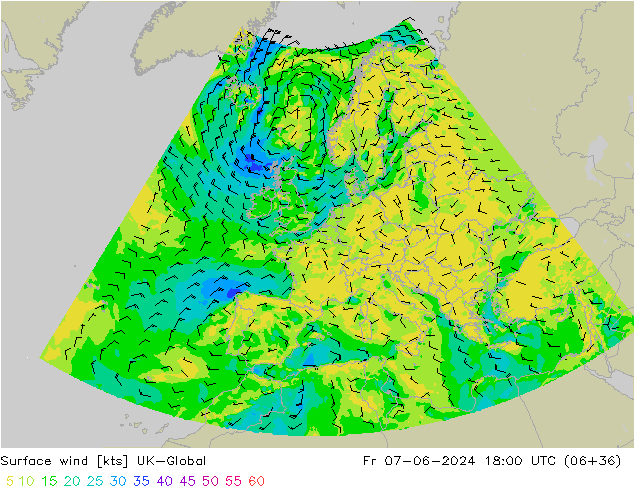 Surface wind UK-Global Fr 07.06.2024 18 UTC