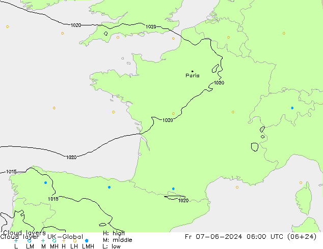 Cloud layer UK-Global Fr 07.06.2024 06 UTC