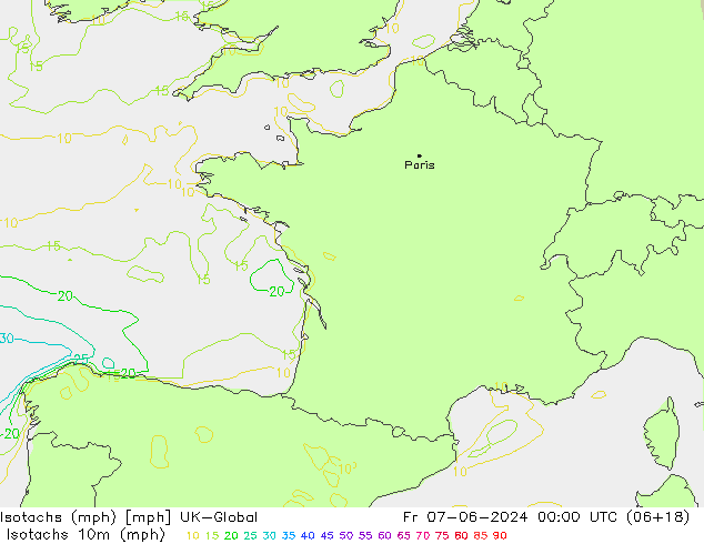 Isotachen (mph) UK-Global vr 07.06.2024 00 UTC