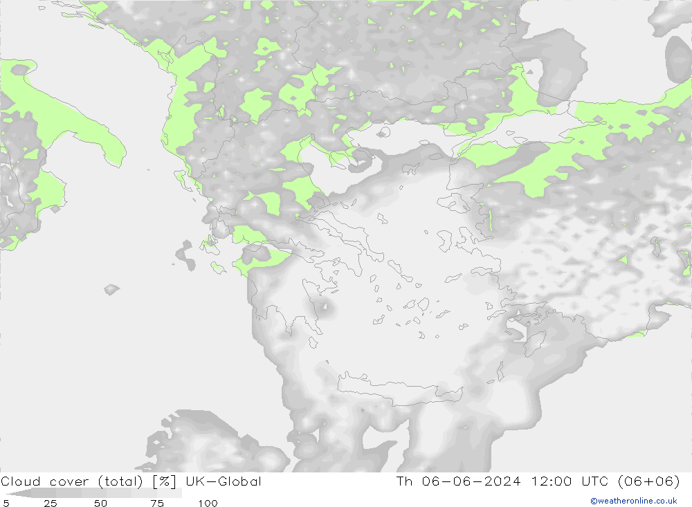 Nubes (total) UK-Global jue 06.06.2024 12 UTC