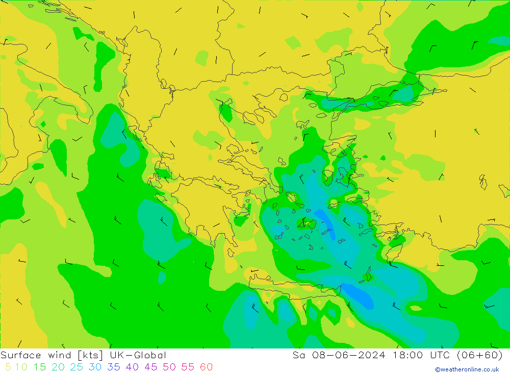 Vento 10 m UK-Global sab 08.06.2024 18 UTC