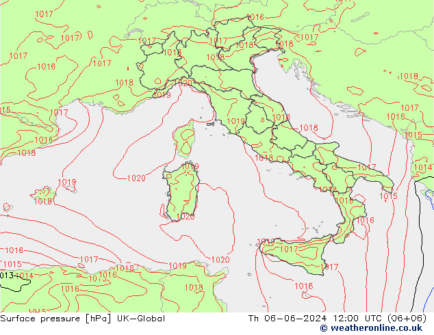 Luchtdruk (Grond) UK-Global do 06.06.2024 12 UTC