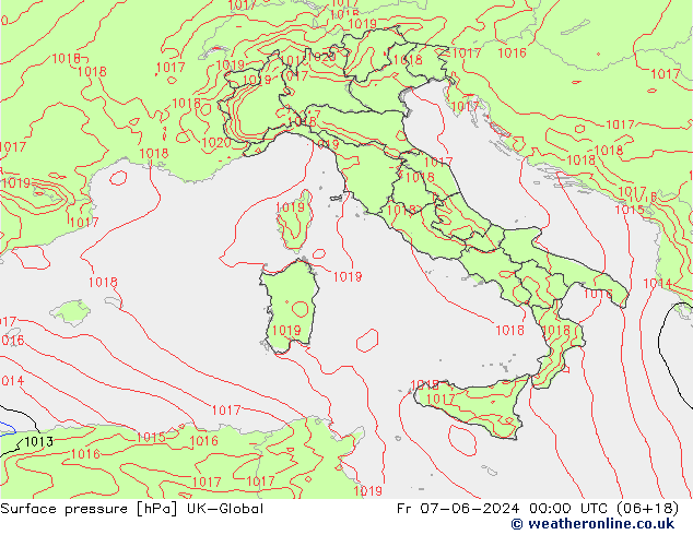 Surface pressure UK-Global Fr 07.06.2024 00 UTC