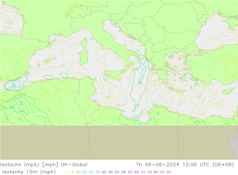 Isotachs (mph) UK-Global Th 06.06.2024 12 UTC