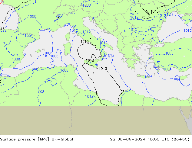 Surface pressure UK-Global Sa 08.06.2024 18 UTC