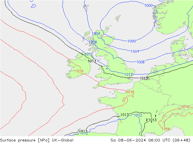 Surface pressure UK-Global Sa 08.06.2024 06 UTC