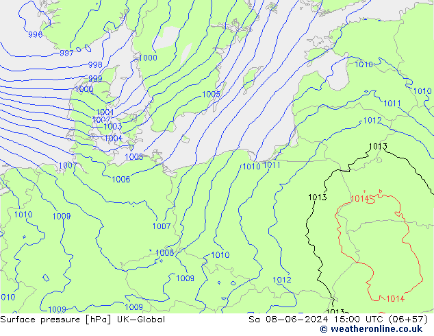 Luchtdruk (Grond) UK-Global za 08.06.2024 15 UTC