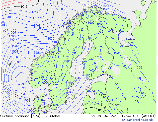 Surface pressure UK-Global Sa 08.06.2024 12 UTC