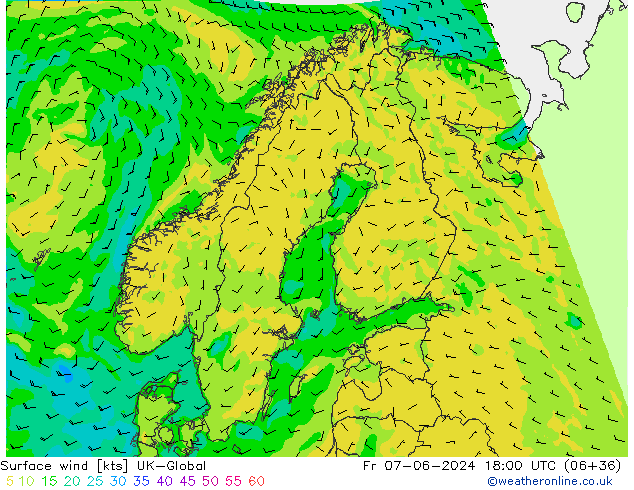 Wind 10 m UK-Global vr 07.06.2024 18 UTC