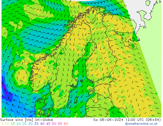 Surface wind UK-Global Sa 08.06.2024 12 UTC