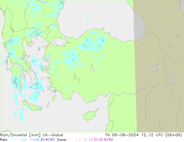 Rain/Snowfall UK-Global Čt 06.06.2024 12 UTC