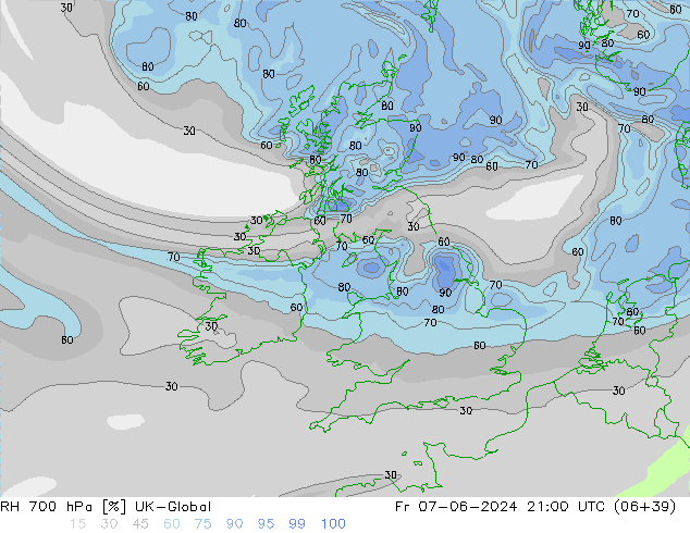 RH 700 hPa UK-Global  07.06.2024 21 UTC