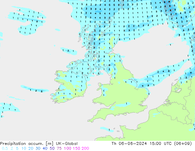 Precipitation accum. UK-Global Čt 06.06.2024 15 UTC