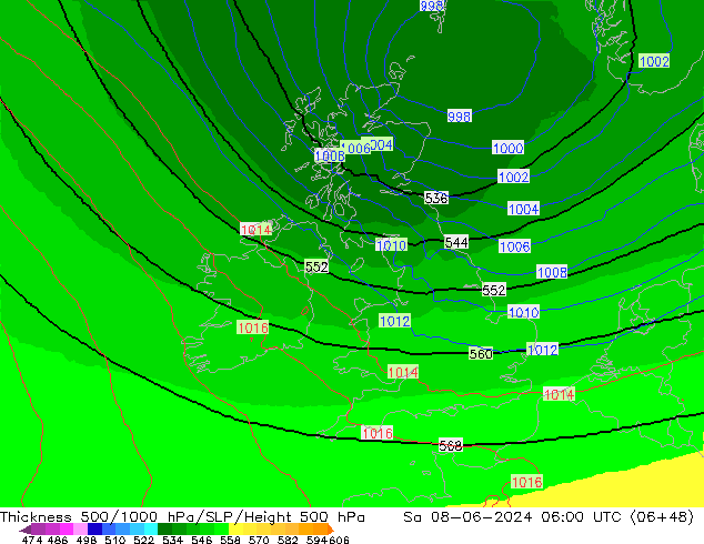 Thck 500-1000hPa UK-Global  08.06.2024 06 UTC