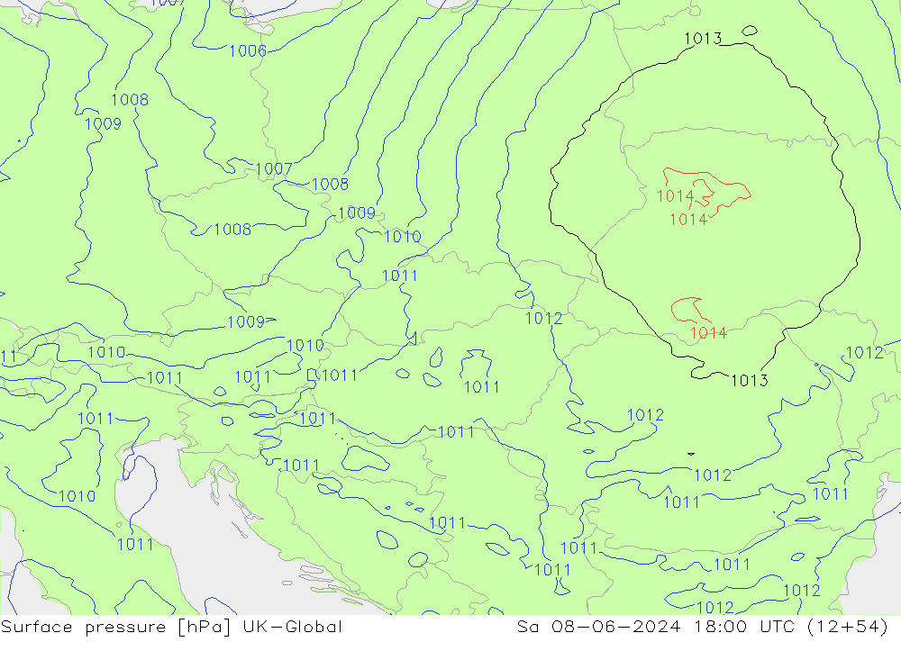 Surface pressure UK-Global Sa 08.06.2024 18 UTC