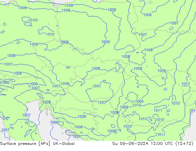 приземное давление UK-Global Вс 09.06.2024 12 UTC