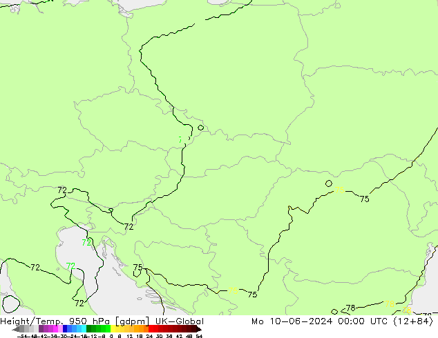 Height/Temp. 950 hPa UK-Global Po 10.06.2024 00 UTC