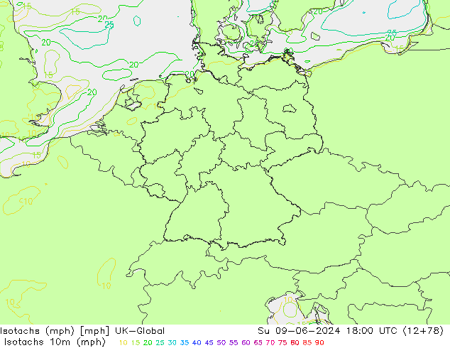 Isotachen (mph) UK-Global zo 09.06.2024 18 UTC