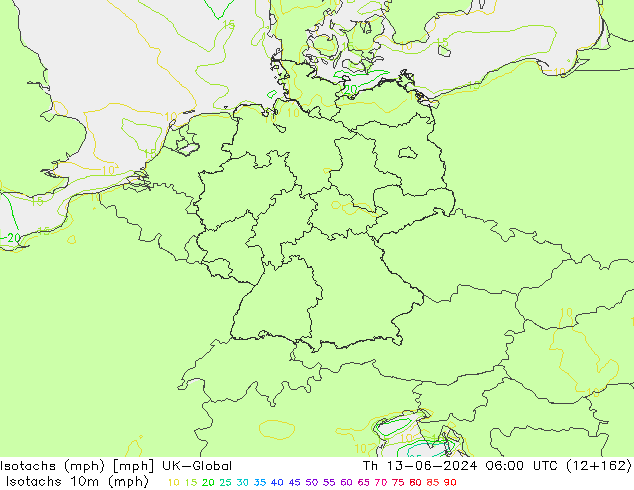 Isotachs (mph) UK-Global Th 13.06.2024 06 UTC