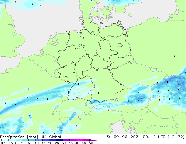 Yağış UK-Global Paz 09.06.2024 12 UTC