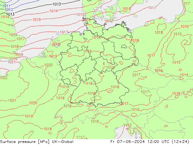pression de l'air UK-Global ven 07.06.2024 12 UTC