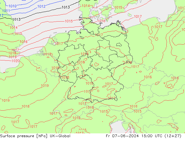 Surface pressure UK-Global Fr 07.06.2024 15 UTC