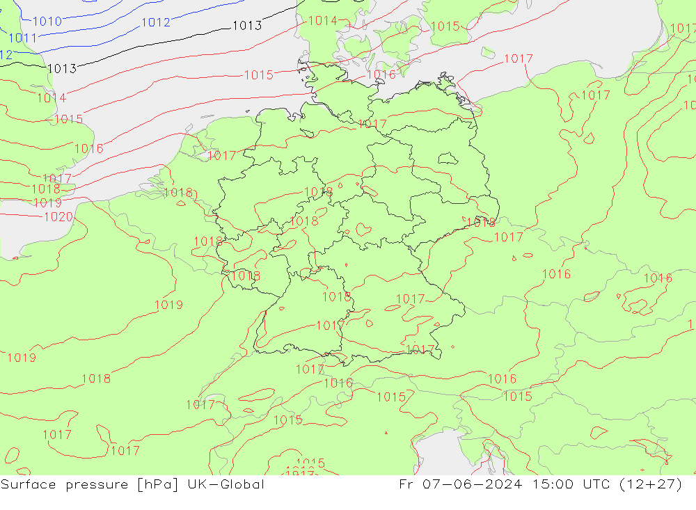 приземное давление UK-Global пт 07.06.2024 15 UTC