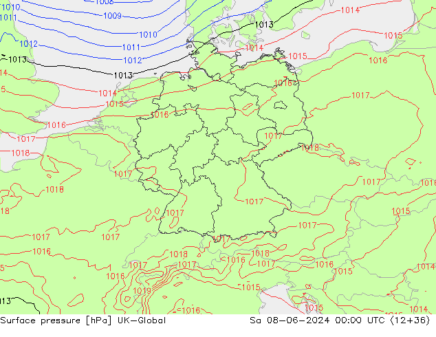 Surface pressure UK-Global Sa 08.06.2024 00 UTC