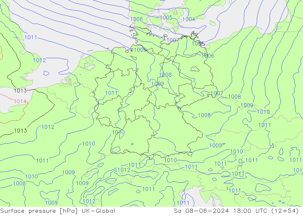 Surface pressure UK-Global Sa 08.06.2024 18 UTC