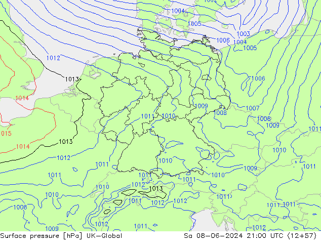 Surface pressure UK-Global Sa 08.06.2024 21 UTC