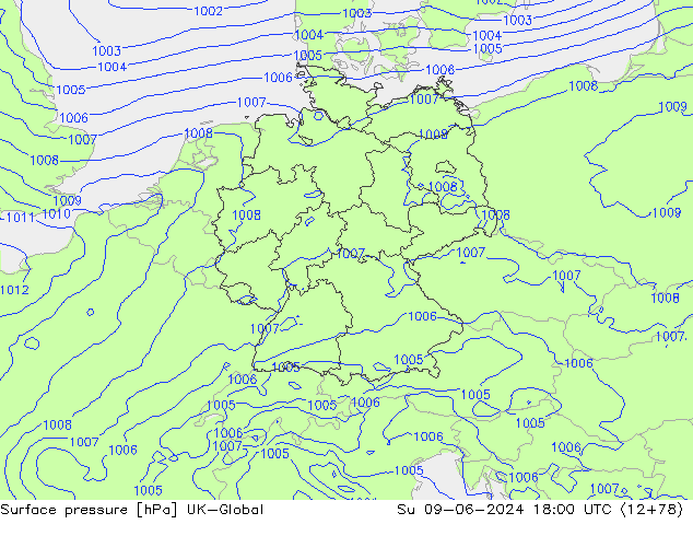 Luchtdruk (Grond) UK-Global zo 09.06.2024 18 UTC