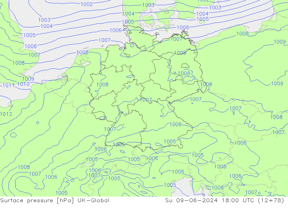 pression de l'air UK-Global dim 09.06.2024 18 UTC