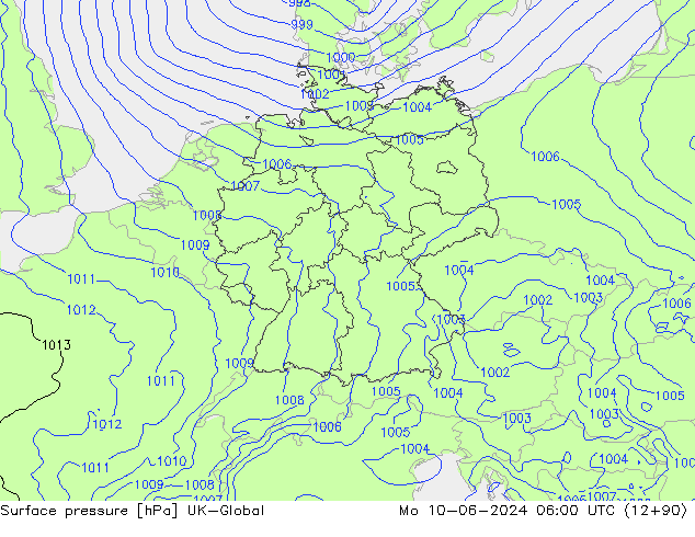 Surface pressure UK-Global Mo 10.06.2024 06 UTC