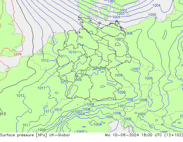 Presión superficial UK-Global lun 10.06.2024 18 UTC