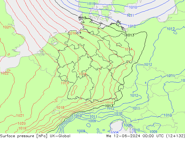 pressão do solo UK-Global Qua 12.06.2024 00 UTC