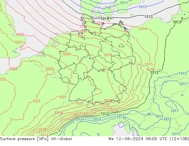 Surface pressure UK-Global We 12.06.2024 06 UTC