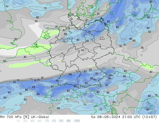 RH 700 hPa UK-Global  08.06.2024 21 UTC