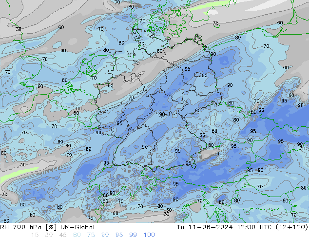 RH 700 hPa UK-Global Ter 11.06.2024 12 UTC