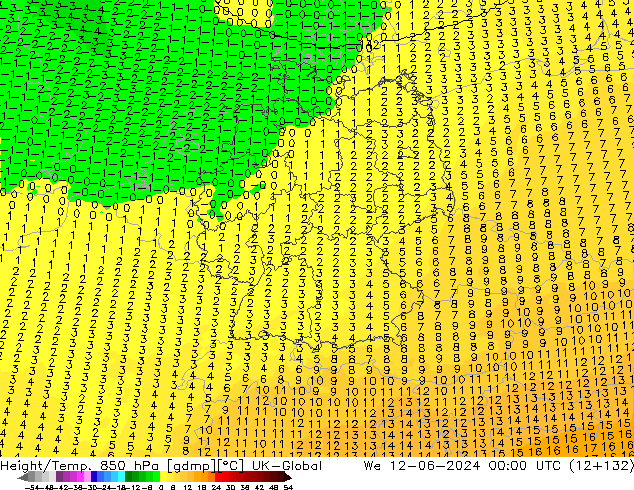 Hoogte/Temp. 850 hPa UK-Global wo 12.06.2024 00 UTC