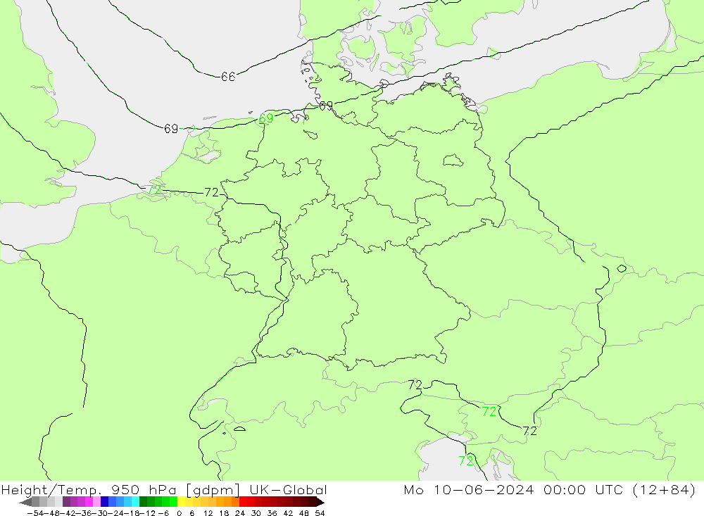 Hoogte/Temp. 950 hPa UK-Global ma 10.06.2024 00 UTC
