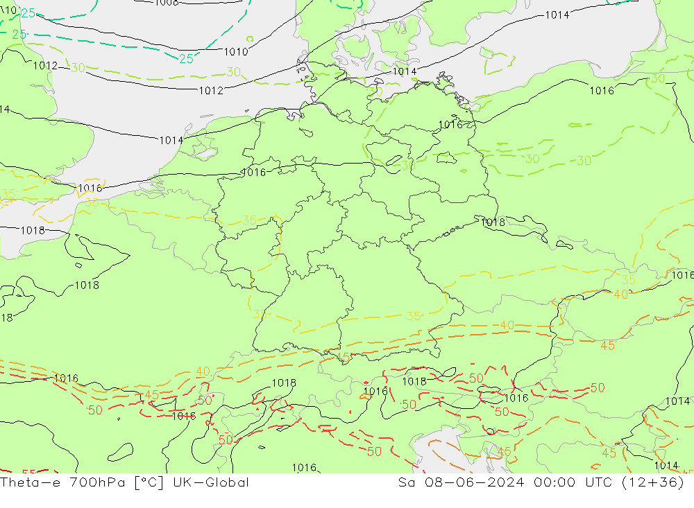 Theta-e 700hPa UK-Global Cts 08.06.2024 00 UTC
