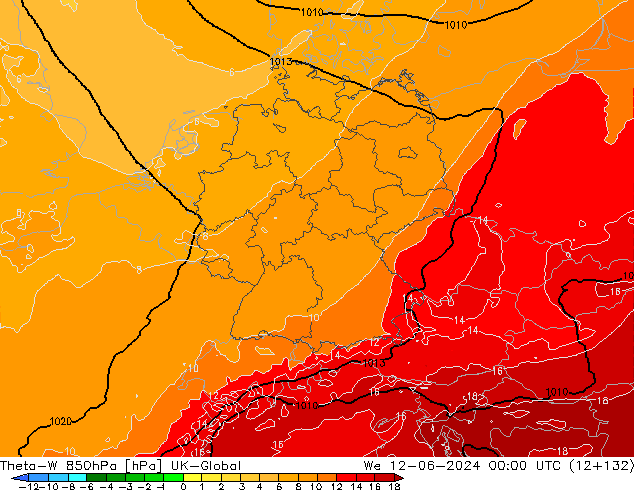 Theta-W 850hPa UK-Global mer 12.06.2024 00 UTC