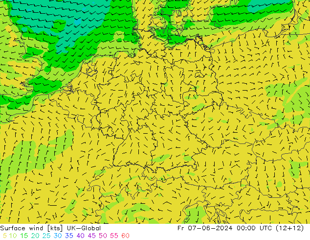 Surface wind UK-Global Fr 07.06.2024 00 UTC