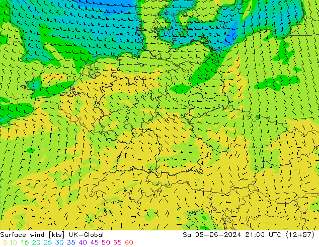 Surface wind UK-Global Sa 08.06.2024 21 UTC