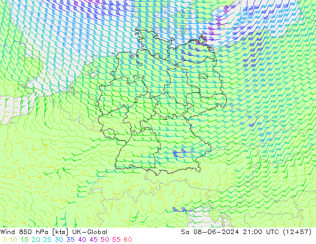 ветер 850 гПа UK-Global сб 08.06.2024 21 UTC