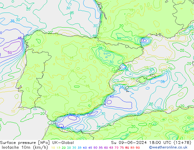 Isotaca (kph) UK-Global dom 09.06.2024 18 UTC